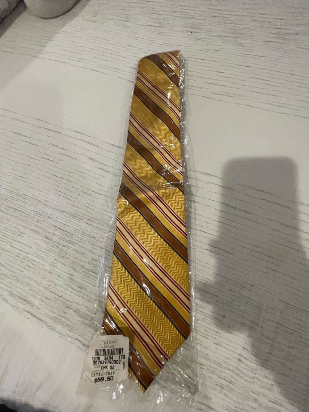 Jos.A. Bank Men's Gold Stripe Silk Tie -